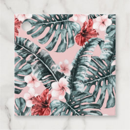 Tropische bloemen Bladeren Hibiscus Bloemen Bedankjes Labels