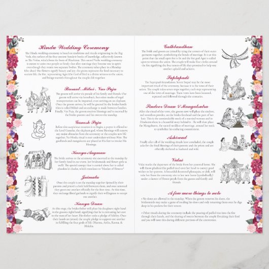 Tropische Bloemen & Bladeren Hindoe Huwelijkscerem (Achterkant)