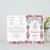 Tropische Bloemen & Bladeren Hindoe Huwelijkscerem (Staand voorkant)