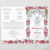 Tropische Bloemen & Bladeren Hindoe Huwelijkscerem (Voorkant)