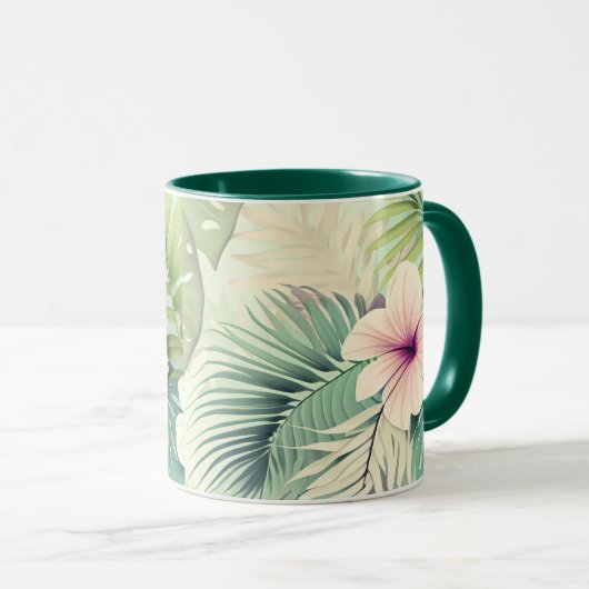  tropische bloemen & bladeren mok (Voorkant rechts)