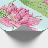 Tropische bloemen, bladeren, roze lotus, waterleli cadeaupapier (Hoek)