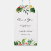 Tropische Bloemen & Bladeren Trouwgunst Dank u Cadeaulabel (Achterkant)