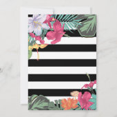 Tropische bloemen bladeren zwarte witte strepen kaart (Achterkant)