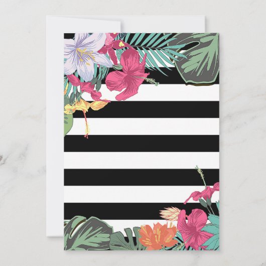 Tropische bloemen bladeren zwarte witte strepen kaart (Achterkant)