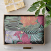 Tropische bloemen bladeren zwarte witte strepen tissuepapier (Geschenk)