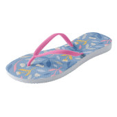 Tropische Bloemen Blauw & Roze Teenslippers (Schuin)