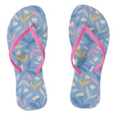 Tropische Bloemen Blauw & Roze Teenslippers (Voetbed)