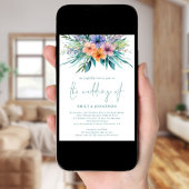 Tropische Bloemen Bloemen 3 Foto's QR Blauwgroen b Kaart