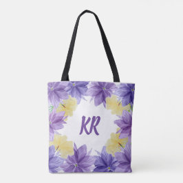 Tropische bloemen bloemen bloemen bloemen monogram tote bag