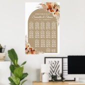 Tropische bloemen boho arch terracotta pampasgras poster (Thuiskantoor)