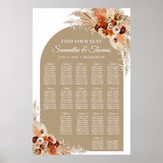 Tropische bloemen boho arch terracotta pampasgras poster (Voorkant)