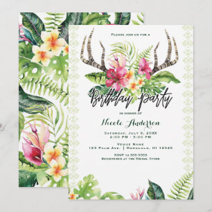 Tropische Bloemen Boho Rustieke Geweipartij Verjaa Kaart