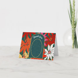 Tropische bloemen & boog & 2 foto's dank u bedankkaart