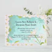 Tropische Bloemen Bord Blauwe Wervels Post Wedding Kaart (Staand voorkant)