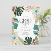 Tropische Bloemen & Botanische Planten Afstuderen Kaart (Staand voorkant)