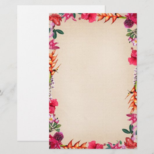 Tropische bloemen briefpapier (Voorkant / Achterkant)