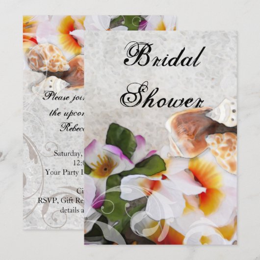 Tropische bloemen bruids douche uitnodigingen (Voorkant / Achterkant)