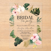Tropische Bloemen Bruids Thee Party Vrijgezellenfe Acryl Uitnodigingen (Voorkant)