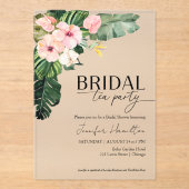 Tropische Bloemen Bruids Thee Party Vrijgezellenfe Acryl Uitnodigingen (Voorkant)