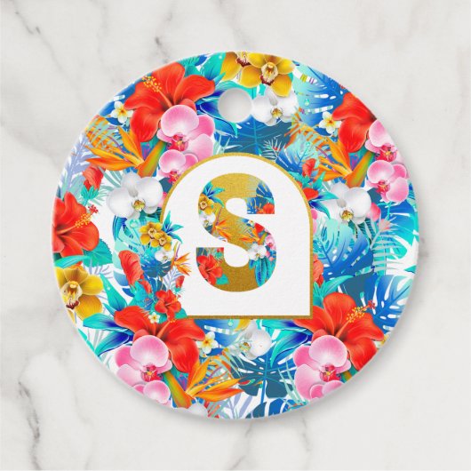 Tropische Bloemen Bruidsfeest Cadeaus Bruidsmeisje Bedankjes Labels (Voorkant)