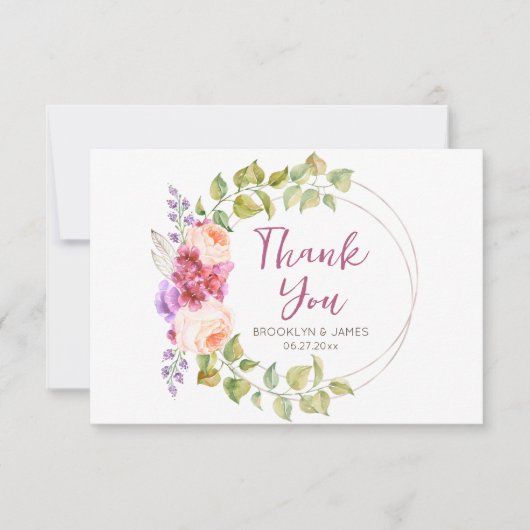Tropische bloemen bruiloft bedankkaart (Voorkant)