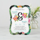 Tropische bloemen bruiloft douche uitnodiging (Staand voorkant)