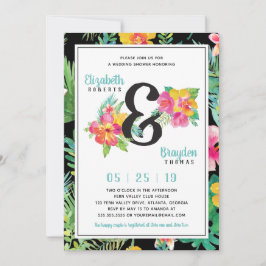 Tropische bloemen bruiloft douche uitnodiging