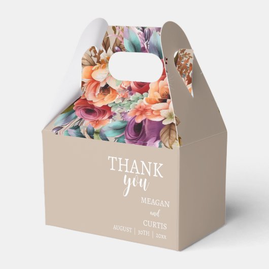 Tropische Bloemen Bruiloft Favor Box Bedankdoosjes (Achterkant)