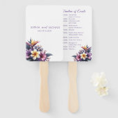 Tropische Bloemen-bruiloft programma Handwaaier (Voorkant en achterkant)