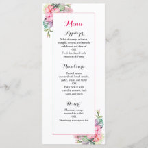 Tropische bloemen bruiloft receptie diner menu