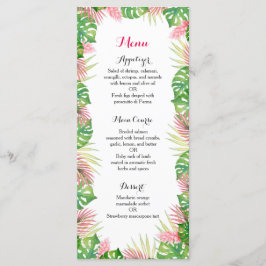 Tropische bloemen bruiloft receptie diner menu