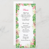 Tropische bloemen bruiloft receptie diner menu (Voorkant / Achterkant)