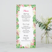 Tropische bloemen bruiloft receptie diner menu (Staand voorkant)