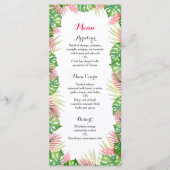 Tropische bloemen bruiloft receptie diner menu (Voorkant)