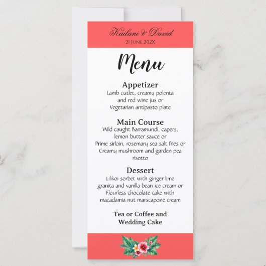 Tropische Bloemen bruiloft thema kaart (Voorkant)