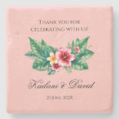 Tropische bloemen bruiloft thema stenen onderzetter (Voorkant)