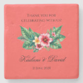 Tropische bloemen bruiloft thema stenen onderzetter (Voorkant)