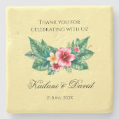 Tropische bloemen bruiloft thema stenen onderzetter (Voorkant)