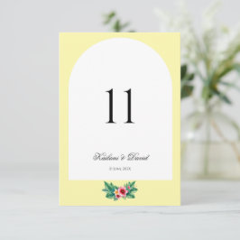 Tropische bloemen bruiloft thema tafel nummer kaar notitiekaartje