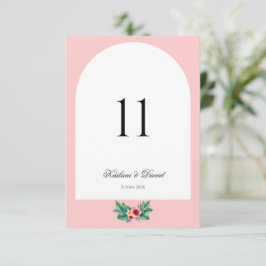 Tropische bloemen bruiloft thema tafel nummer kaar notitiekaartje