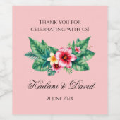 Tropische bloemen bruiloft thema wijn etiket (Enkel label)