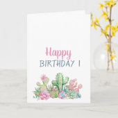 Tropische bloemen Cactus Birthday Kaart (Gele Bloem)