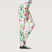 Tropische Bloemen Cactus & Flamingo's Patroon Leggings (Rechts)