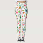 Tropische Bloemen Cactus & Flamingo's Patroon Leggings (Voorkant)