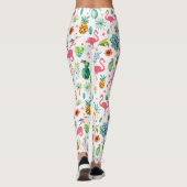 Tropische Bloemen Cactus & Flamingo's Patroon Leggings (Achterkant)