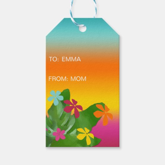 Tropische bloemen cadeaulabel (Voorkant)