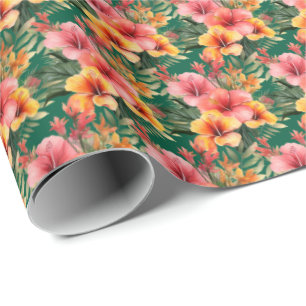 Tropische bloemen cadeaupapier