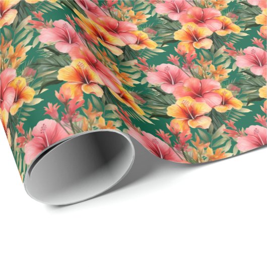 Tropische bloemen cadeaupapier (Rol Hoek)