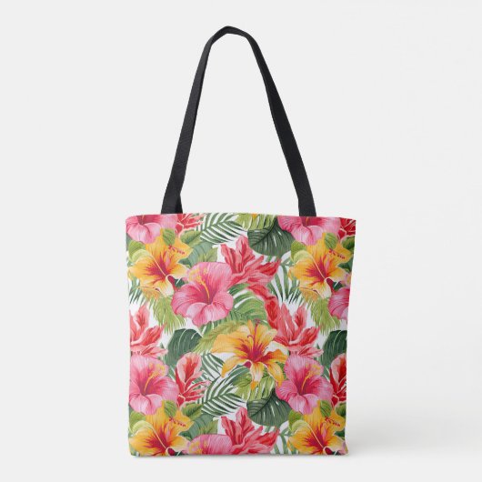 Tropische Bloemen Canvas tas (Achterkant)